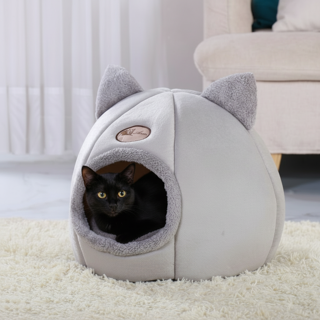Cozy Cat Bed Cave – Soft Warm Pet House for Cats & Small Dogs