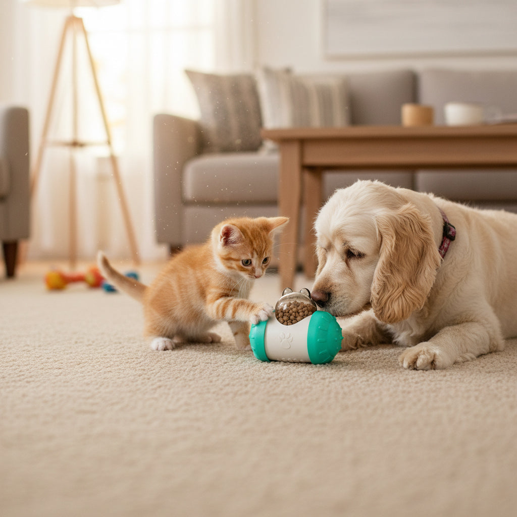 Interactive Slow Feeder Ball for Dogs & Cats – Treat Dispensing Fun Toy