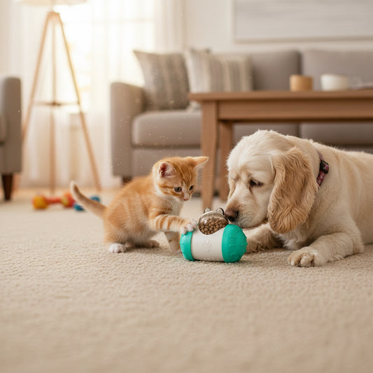 Interactive Slow Feeder Ball for Dogs & Cats – Treat Dispensing Fun Toy