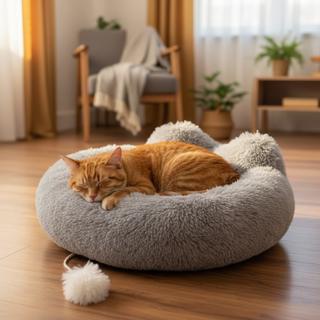 Cozy Plush Pet Bed – Soft, Snuggly Bed for Cats & Small Dogs