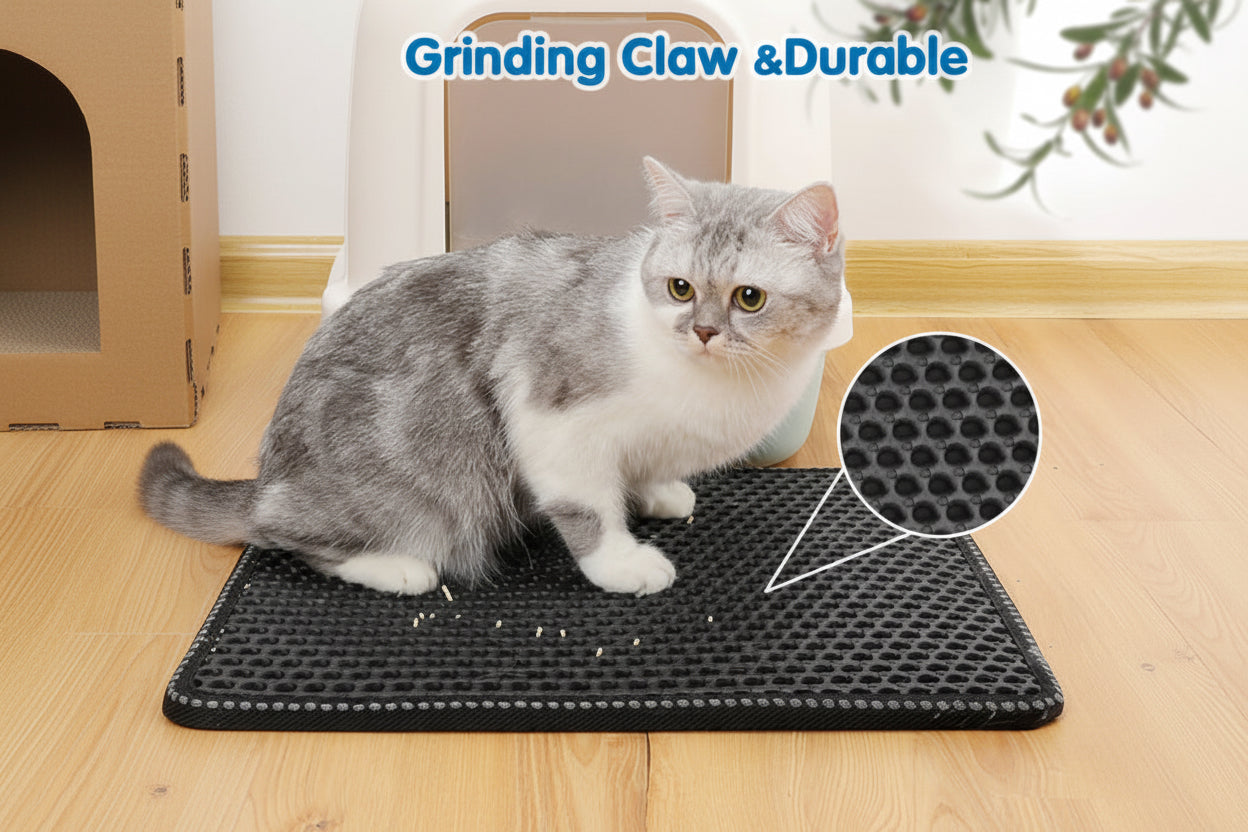 Double-Layer Cat Litter Mat – Traps Scattered Litter Easily