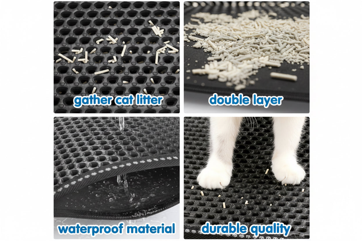 Double-Layer Cat Litter Mat – Traps Scattered Litter Easily