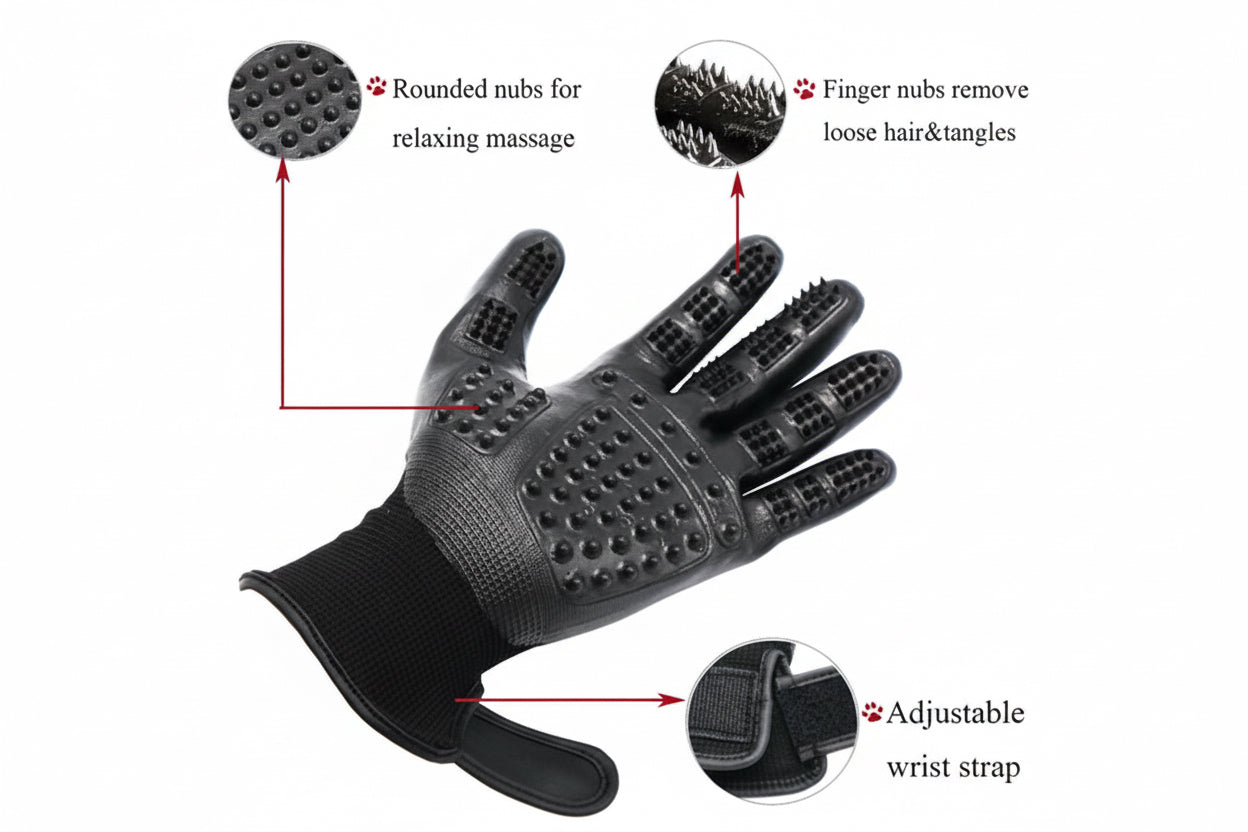 Pet Grooming Gloves – Deshedding & Massaging for Cats & Dogs